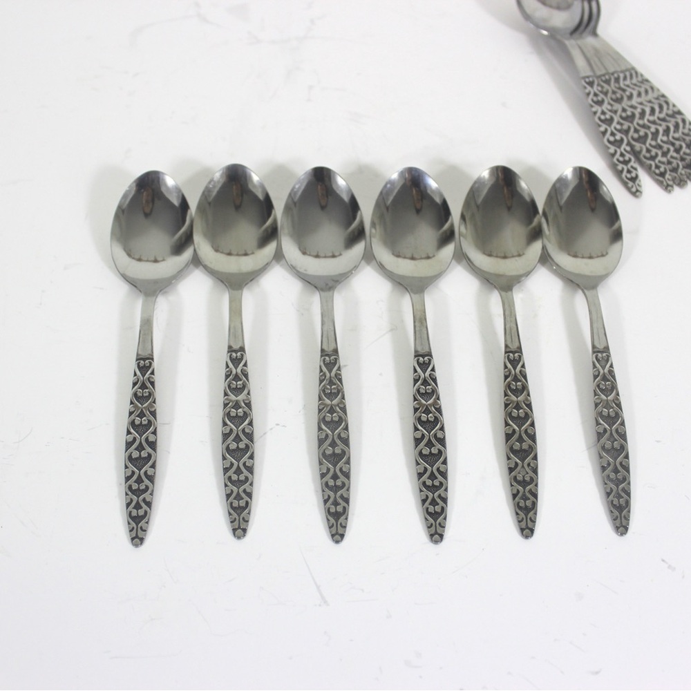 MALTA Japanese MCM Set of 6 Vintage Stainless Steel Coffee Spoons, National Set